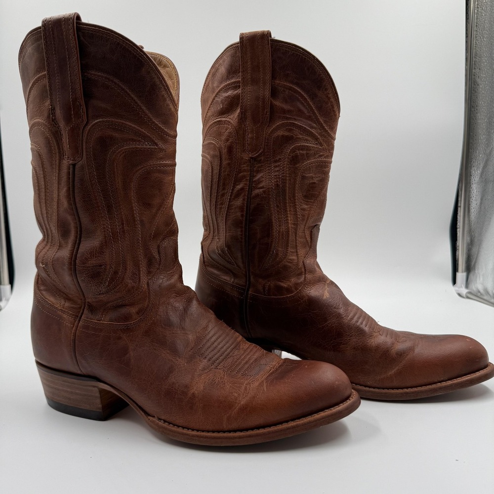 Tecovas Western Boots Mens Size 9D Brown Leather Cowboy Round Toe Pull On 1000 - Picture 8 of 16